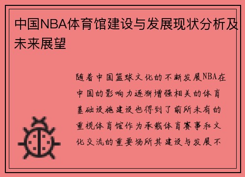 中国NBA体育馆建设与发展现状分析及未来展望